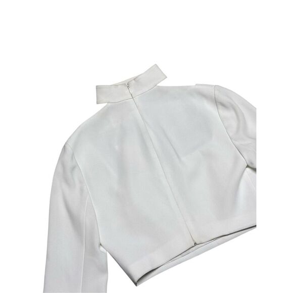 NWT Cinq a Sept Amara White Choker Mock Neck Crop Top BELL Sleeve SZ 2 - Picture 5 of 12